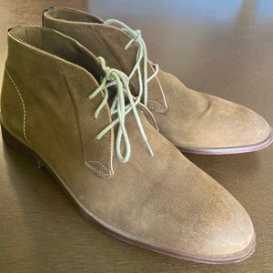 Brown Chukka Boots, Suede Cognac Leather Shoes, Lace-up Loafer